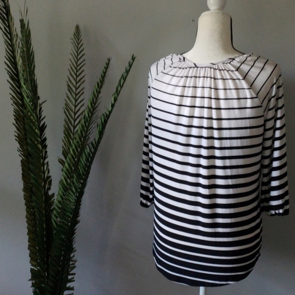 Cato contrasting stripe blouse with chain tie neck NWOT - Picture 3 of 3